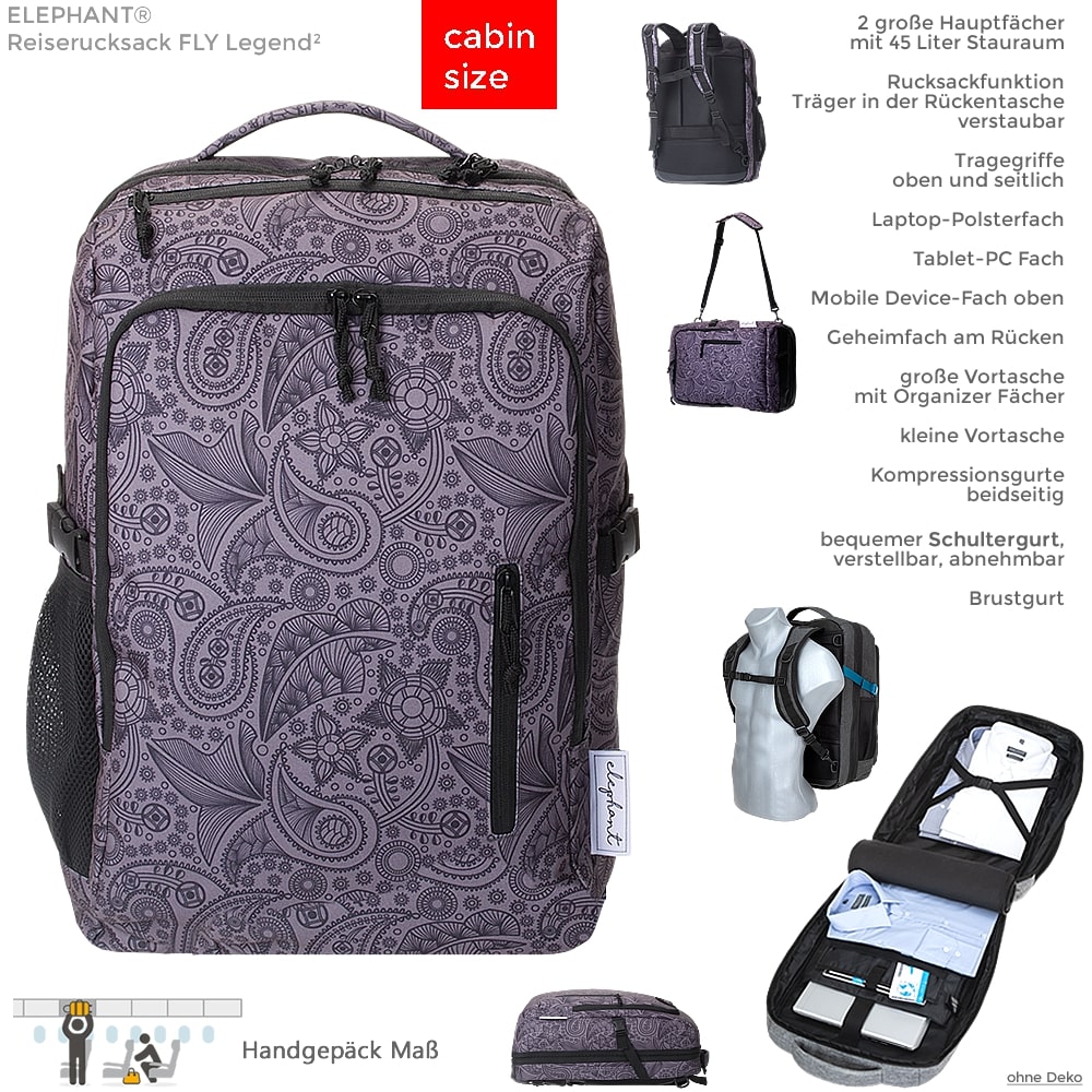 YUNZLAN Damen Rucksack Mit Kordelzug & Blumenmuster – Groß, Leicht, Mit 4 Außentaschen, Faltbar